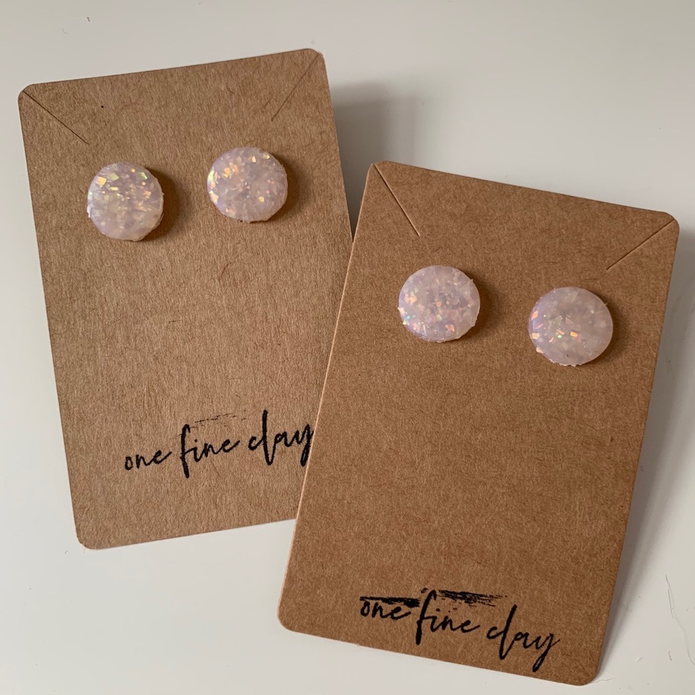 Handmade Polymer Clay Opal Earring Studs - Picture 3 of 6